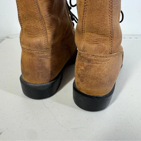 Ariat Brown Leather Lace Up Boots Size 8B Fringe Kiltie Western Cowgirl Rodeo